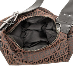 フェンディ ズッキーノ ワンショルダーバッグ ブラウン ブラック キャンバス レザー レディース FENDI 【中古】