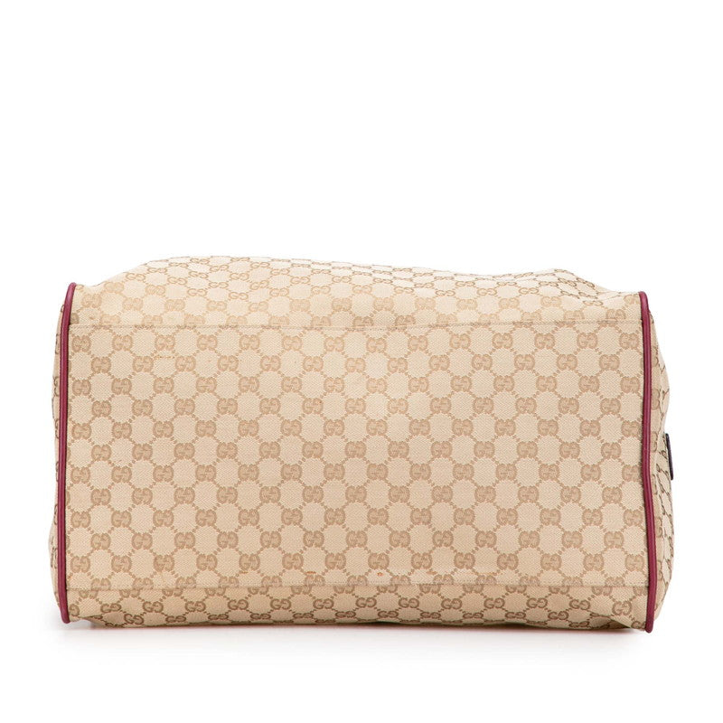グッチ GGキャンバス ボストンバッグ 153240 ベージュ レッド キャンバス レザー レディース GUCCI 【中古】