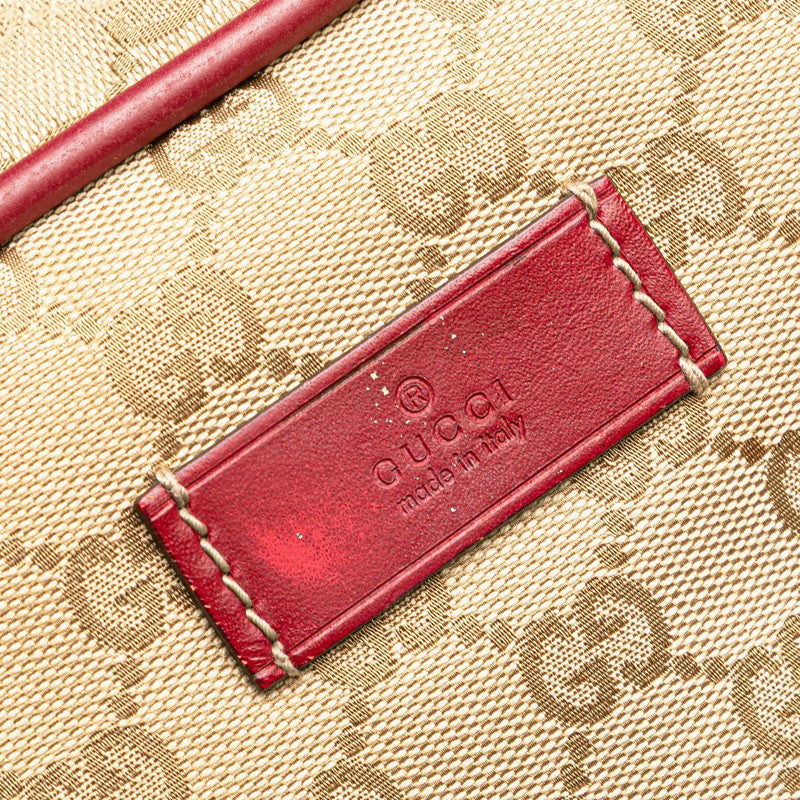 グッチ GGキャンバス ボストンバッグ 153240 ベージュ レッド キャンバス レザー レディース GUCCI 【中古】