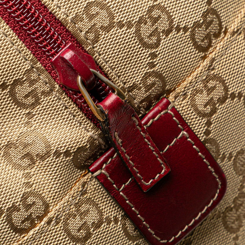グッチ GGキャンバス ボストンバッグ 153240 ベージュ レッド キャンバス レザー レディース GUCCI 【中古】