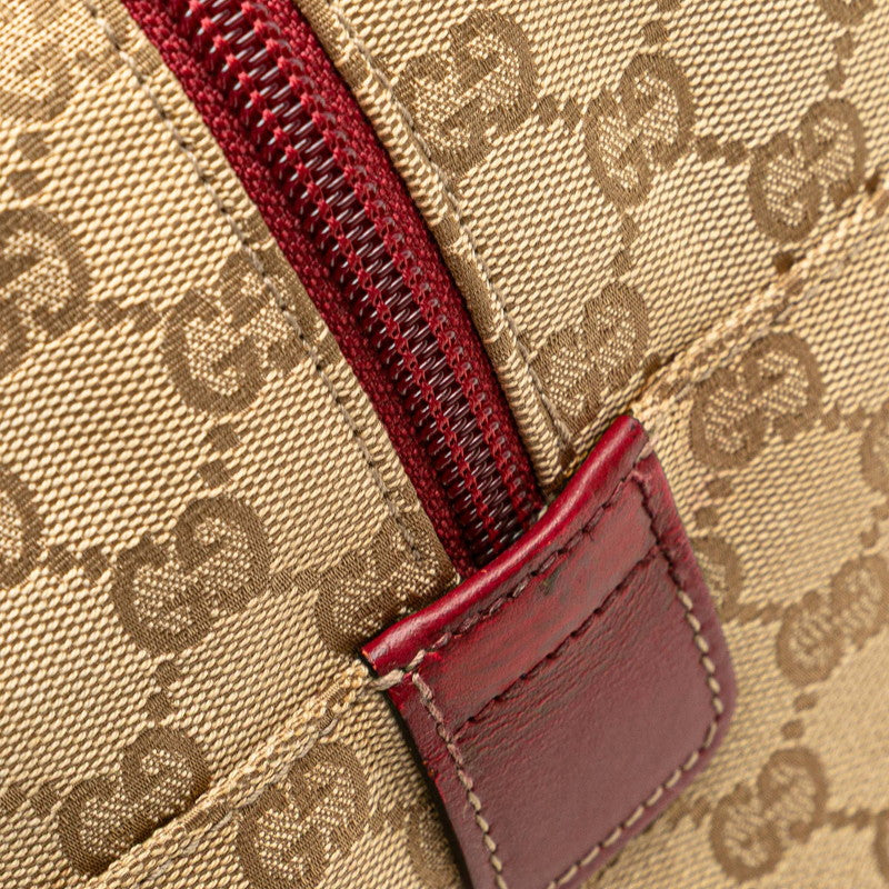グッチ GGキャンバス ボストンバッグ 153240 ベージュ レッド キャンバス レザー レディース GUCCI 【中古】