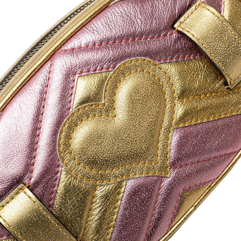 グッチ GGマーモント ウエストバッグ ボディバッグ 476434 ゴールド ピンク レザー レディース GUCCI 【中古】