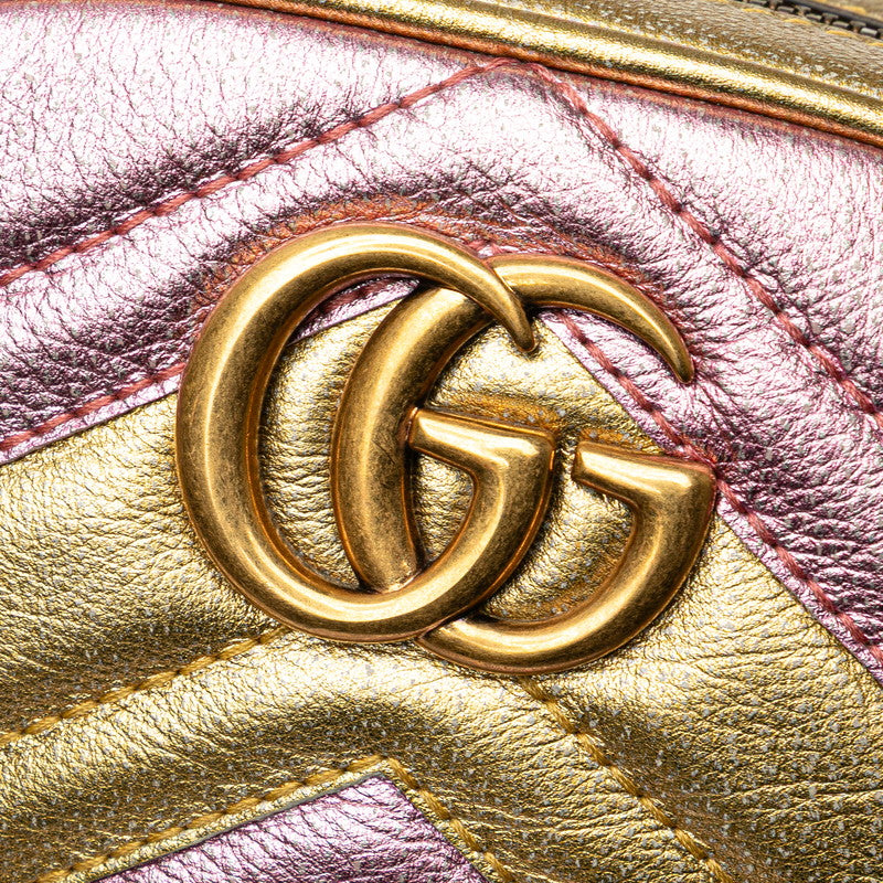 グッチ GGマーモント ウエストバッグ ボディバッグ 476434 ゴールド ピンク レザー レディース GUCCI 【中古】