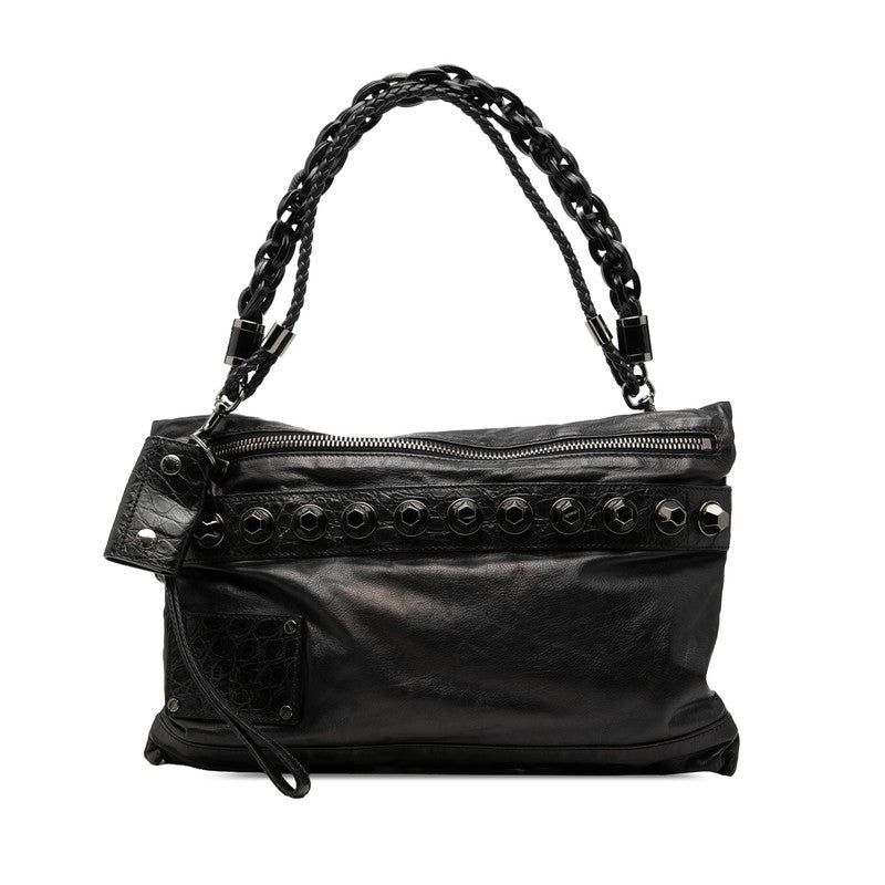 グッチ スタッズ ハンドバッグ ワンショルダー クラッチバッグ 228565 ブラック レザー レディース GUCCI 【中古】