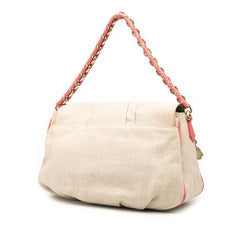 フェンディ フラワー 刺繍 ミア ワンショルダーバッグ 8BR614 ベージュ ピンク キャンバス レザー レディース FENDI 【中古】