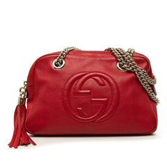グッチ インターロッキングG ソーホー チェーン ショルダーバッグ 308983 レッド レザー レディース GUCCI 中古