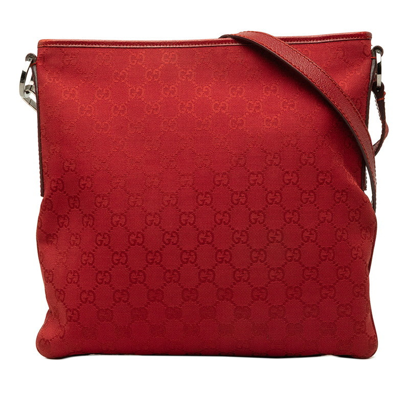 グッチ GGキャンバス スクエア ショルダーバッグ 113013 レッド キャンバス レザー レディース GUCCI 中古