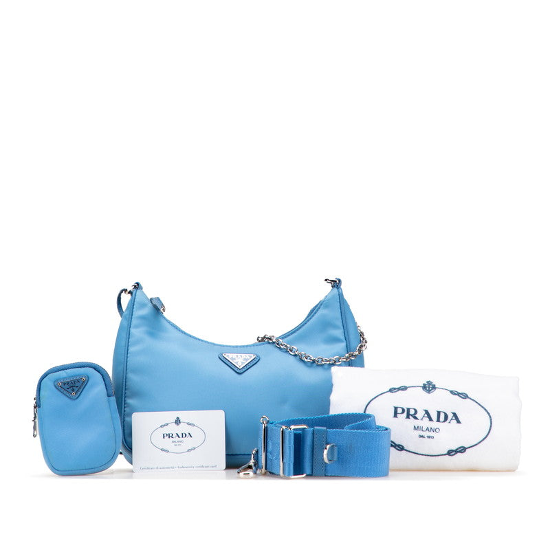 プラダ 三角ロゴプレート Re-Edition 2005 ハンドバッグ ショルダーバッグ 2WAY 1BH204 ライトブルー ナイロン レディース PRADA 【中古】