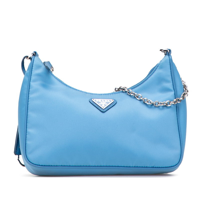 プラダ 三角ロゴプレート Re-Edition 2005 ハンドバッグ ショルダーバッグ 2WAY 1BH204 ライトブルー ナイロン レディース PRADA 【中古】