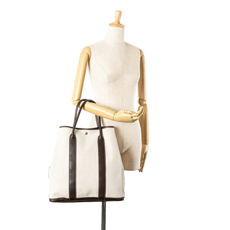 エルメス ガーデンファイルMM トートバッグ マロン トワルアッシュ ネゴンダ レディース HERMES 【中古】