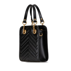 グッチ GGマーモント キルティング ミニ ハンドバッグ ショルダーバッグ 2WAY 696123 ブラック レザー レディース GUCCI 中古