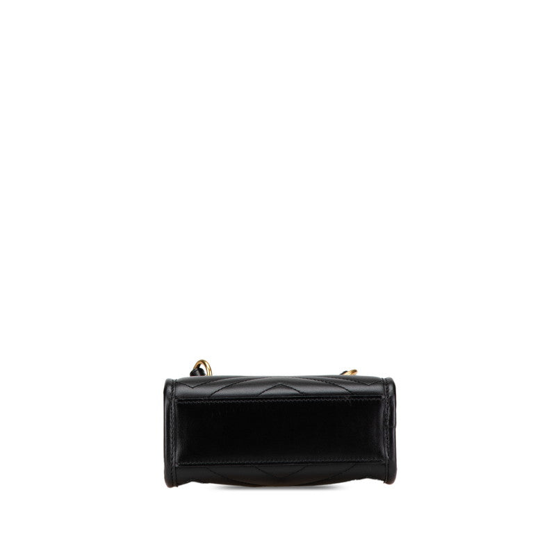 グッチ GGマーモント キルティング ミニ ハンドバッグ ショルダーバッグ 2WAY 696123 ブラック レザー レディース GUCCI 【中古】