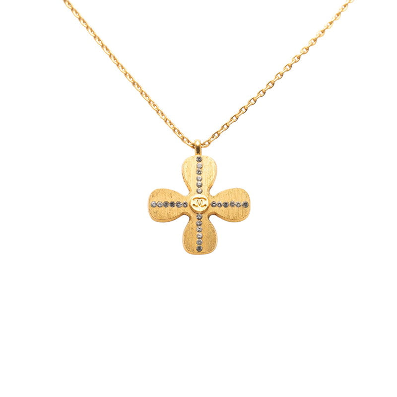 シャネル クローバー モチーフ ココマーク ネックレス ゴールド メッキ ラインストーン レディース CHANEL 【中古】