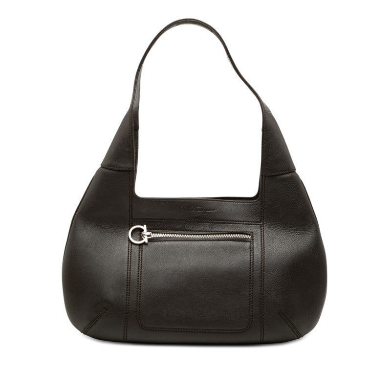サルヴァトーレフェラガモ ガンチーニ ワンショルダーバッグ ハンドバッグ ブラウン レザー レディース Salvatore Ferragamo 中古