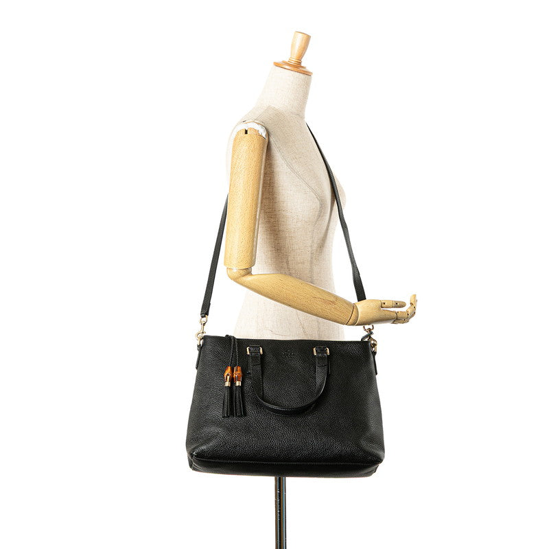 グッチ バンブー タッセル ハンドバッグ 斜め掛け ショルダーバッグ 2WAY 365346 ブラック レザー レディース GUCCI 【中古】