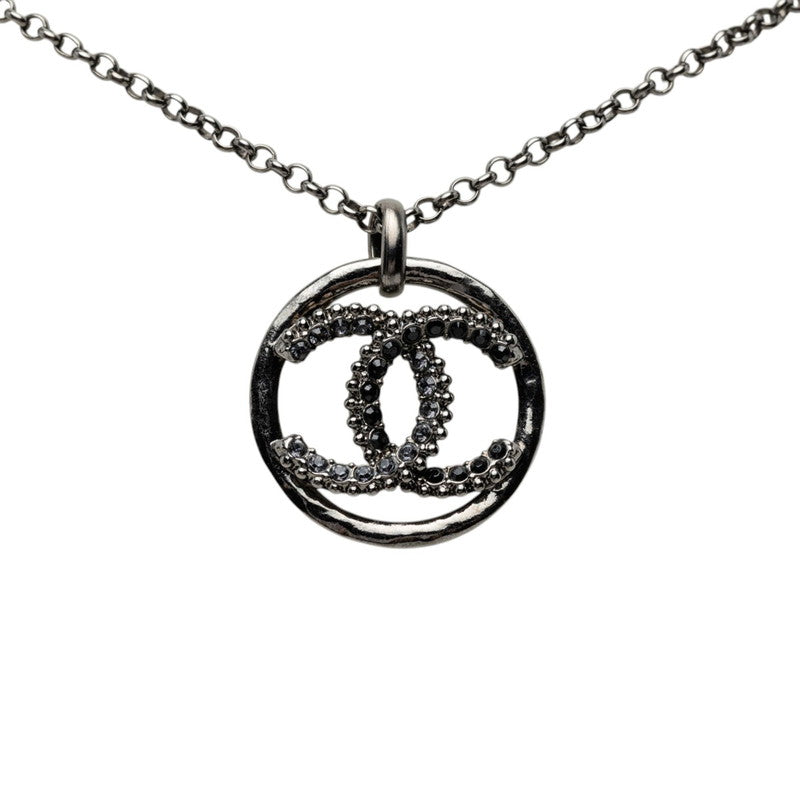 シャネル ココマーク ペンダント ネックレス A19P ブラック ラインストーン ガンメタル レディース CHANEL 【中古】