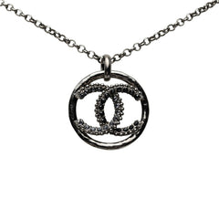 シャネル ココマーク ペンダント ネックレス A19P ブラック ラインストーン ガンメタル レディース CHANEL 【中古】