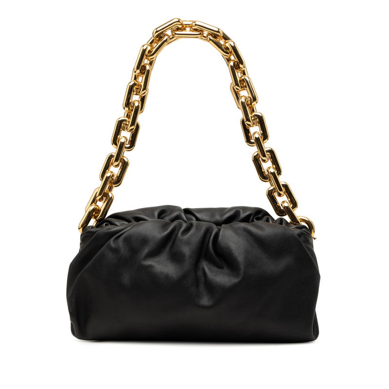ボッテガヴェネタ ザ チェーン ポーチ ハンドバッグ ワンショルダー ブラック ゴールド レザー レディース BOTTEGAVENETA 【中古】