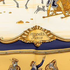 エルメス カレ90 PLAISIRS DU FROID 氷上の喜び スカーフ ネイビー ベージュ マルチカラー シルク レディース HERMES 【中古】