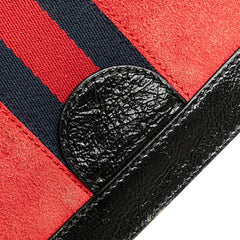 グッチ オフィディア シェリーライン チェーン 斜め掛け ショルダーバッグ 503877 レッド ブラック スウェード レザー レディース GUCCI 【中古】