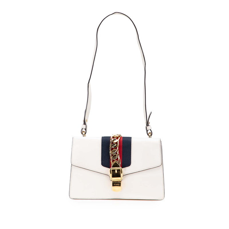 グッチ シルヴィ ワンショルダーバッグ 421882 ホワイト レザー レディース GUCCI 【中古】