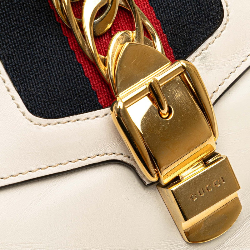 グッチ シルヴィ ワンショルダーバッグ 421882 ホワイト レザー レディース GUCCI 【中古】