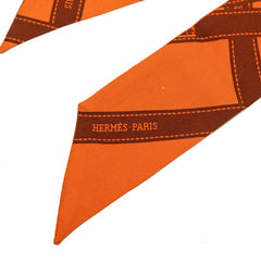 エルメス ツイリー BOLDUC ボルデュック スカーフ オレンジ ブラウン シルク レディース HERMES 【中古】