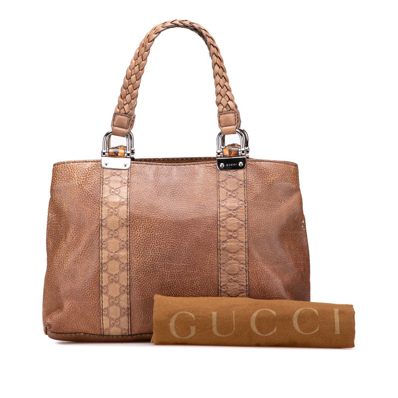 グッチ グッチシマ バンブー ハンドバッグ トートバッグ 232947 ブラウン レザー レディース GUCCI 【中古】