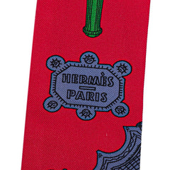 エルメス ツイリー MERVEILLEUSES LANTERNES メルヴェイユーズ ランタン 街灯 スカーフ レッド マルチカラー シルク レディース HERMES 【中古】