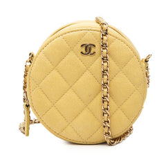 シャネル ココマーク マトラッセ 斜め掛け チェーン ショルダーバッグ イエロー キャビアスキン レディース CHANEL 【中古】