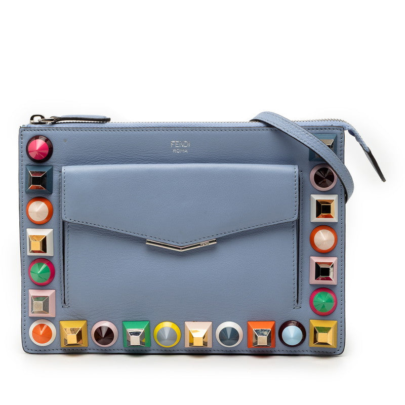フェンディ 斜め掛け ショルダーバッグ 8M0369 ブルー系 レザー レディース FENDI 【中古】