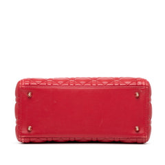 クリスチャンディオール カナージュ レディディオール ミディアム ハンドバッグ レッド レザー レディース Christian Dior 【中古】
