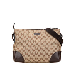 グッチ GGキャンバス 斜め掛け ショルダーバッグ 114273 ブラウン キャンバス レザー レディース GUCCI 【中古】