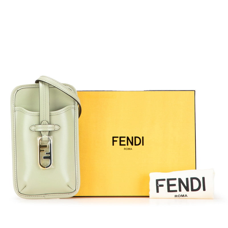 フェンディ オーロック 斜め掛け ショルダーバッグ フォンポーチ 7AS131 ライトグリーン レザー レディース FENDI 【中古】