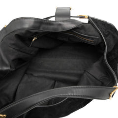 グッチ ソフト スティラップ ハンドバッグ 296856 ブラック スウェード レザー レディース GUCCI 【中古】