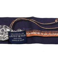 エルメス ツイリー CAVALCADES 騎馬行進 スカーフ ネイビー ブラウン シルク レディース HERMES 【中古】