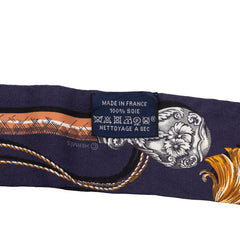 エルメス ツイリー CAVALCADES 騎馬行進 スカーフ ネイビー ブラウン シルク レディース HERMES 【中古】