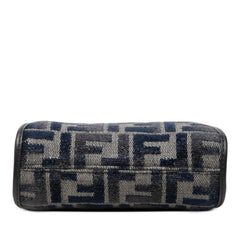 フェンディ ズッカ ナノ ピーカブー ハンドバッグ ショルダーバッグ 2WAY 7AS294 ネイビー キャンバス レザー レディース FENDI 【中古】