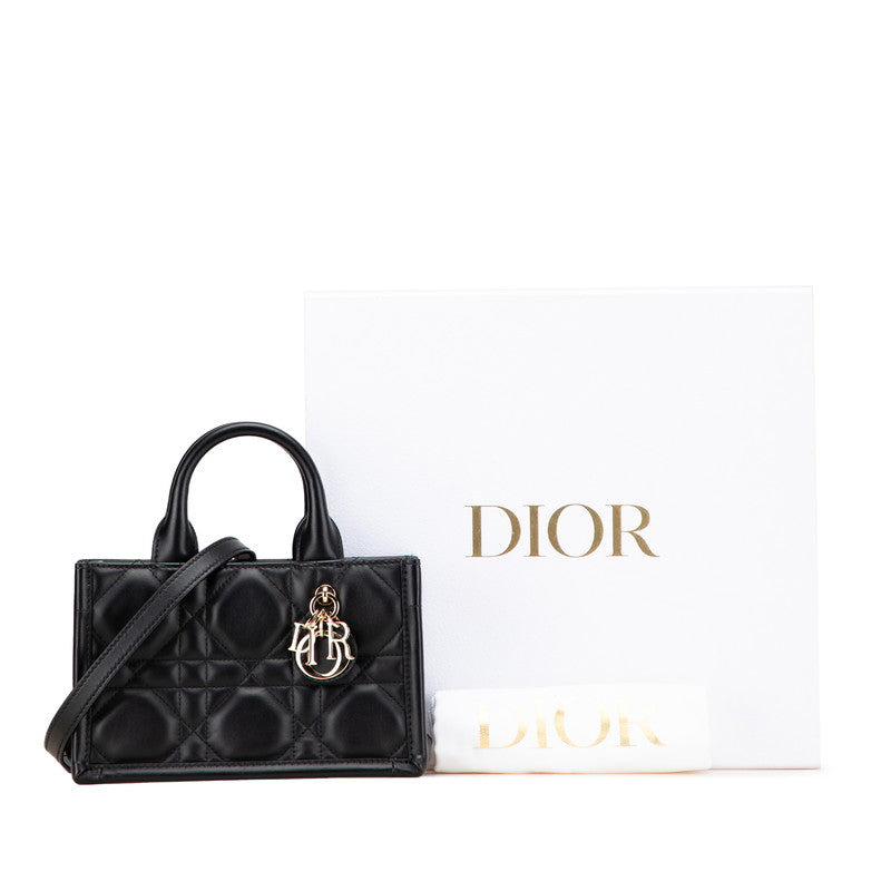 ディオール マクロカナージュ ブックトート ミニ ハンドバッグ ショルダーバッグ 2WAY ブラック レザー レディース Dior 【中古】