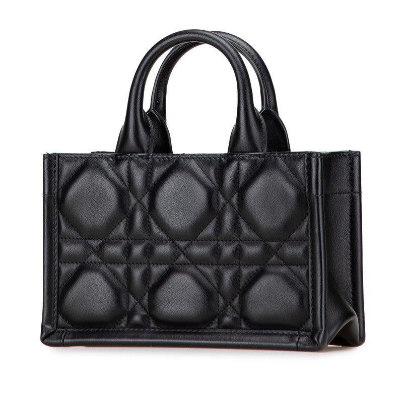 ディオール マクロカナージュ ブックトート ミニ ハンドバッグ ショルダーバッグ 2WAY ブラック レザー レディース Dior 【中古】
