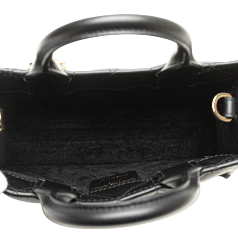 ディオール マクロカナージュ ブックトート ミニ ハンドバッグ ショルダーバッグ 2WAY ブラック レザー レディース Dior 【中古】