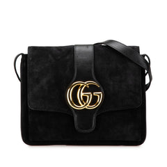 グッチ GGマーモント アリー 斜め掛け ショルダーバッグ 550126 ブラック スウェード レディース GUCCI 【中古】