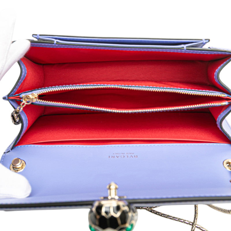 ブルガリ セルペンティ フォーエバー チェーン ショルダーバッグ パープル系 レザー レディース BVLGARI 【中古】