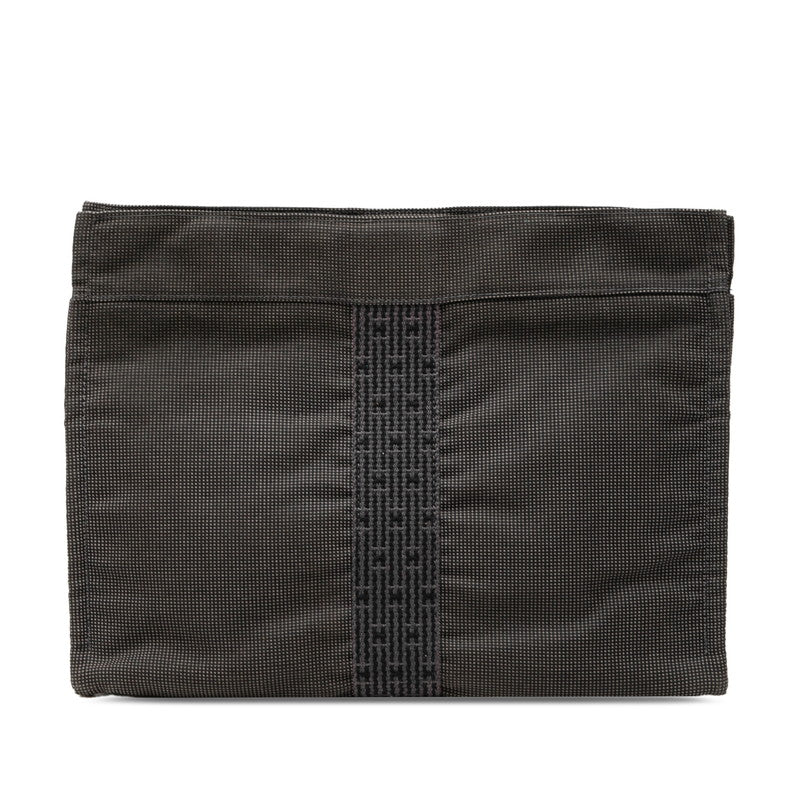 エルメス エールライン クラッチバッグ セカンドバッグ グレー キャンバス メンズ HERMES 【中古】