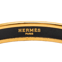 エルメス エマイユPM 七宝焼き バングル ゴールド グリーン メッキ レディース HERMES 【中古】