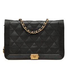 シャネル ココマーク ボーイシャネル チェーン ショルダーバッグ ブラック キャビアスキン レディース CHANEL 【中古】