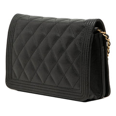 シャネル ココマーク ボーイシャネル チェーン ショルダーバッグ ブラック キャビアスキン レディース CHANEL 【中古】