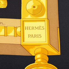 エルメス カレ90 CUILLERS D'AFRIQUE アフリカのスプーン スカーフ 大判スカーフ ブラック ブラウン シルク レディース HERMES 中古