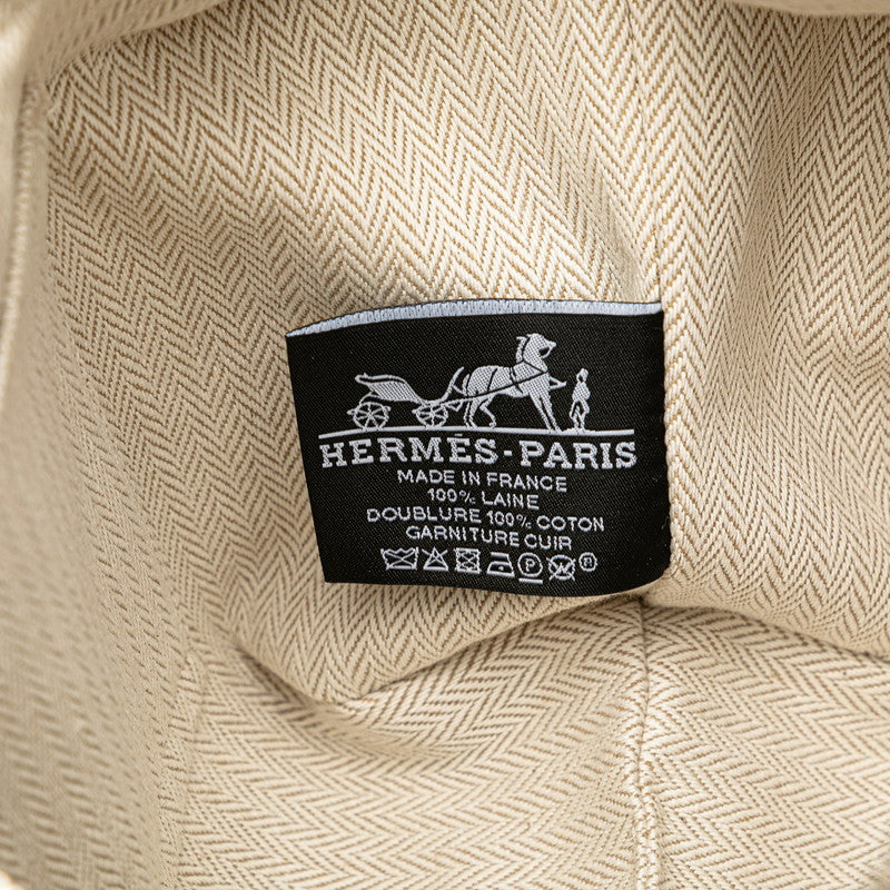 エルメス ブリッドアブラックPM ハンドバッグ ベージュ グレー コットン レディース HERMES 【中古】