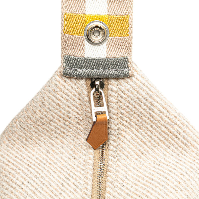 エルメス ブリッドアブラックPM ハンドバッグ ベージュ グレー コットン レディース HERMES 【中古】